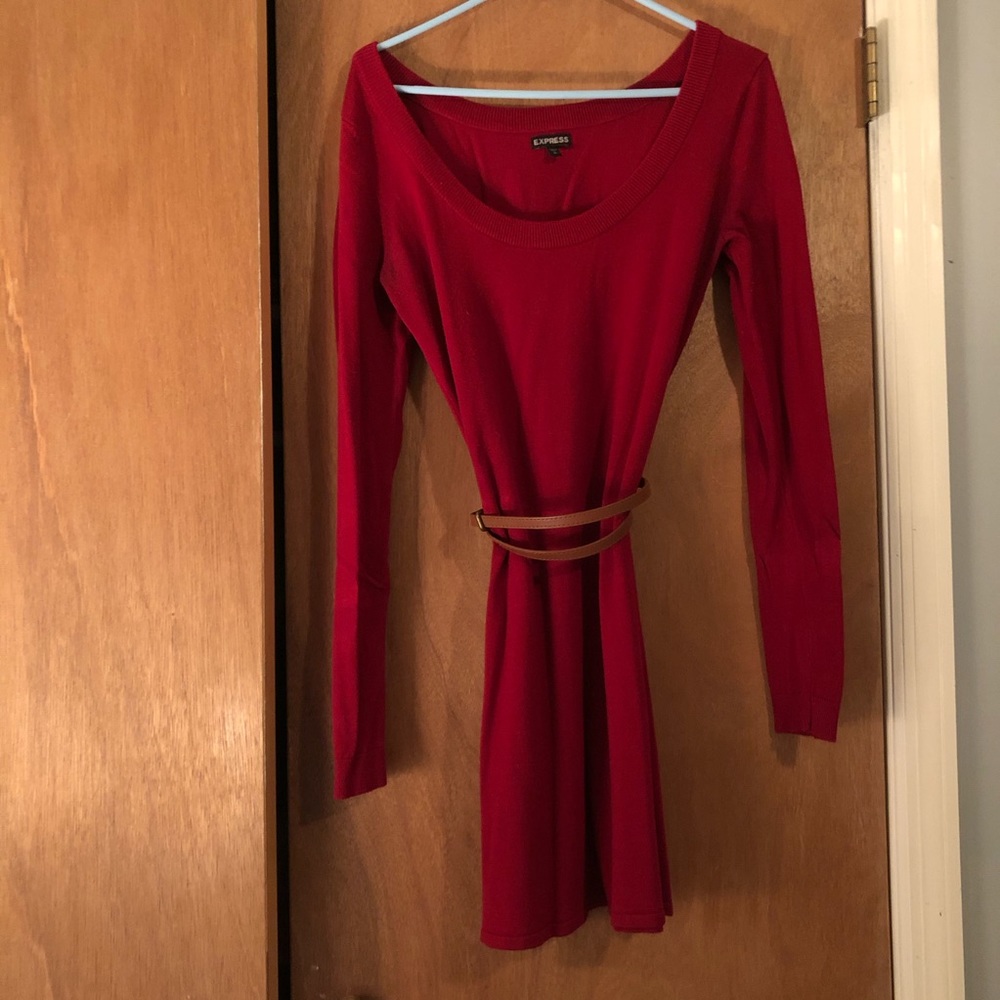 Red sweater dress